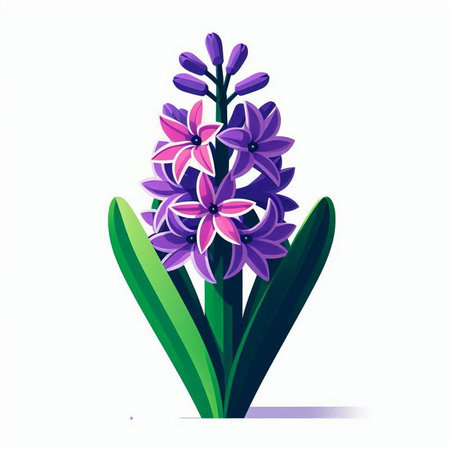 Purple hyacinth flower isolated on white background. Vector illustration.のイラスト素材