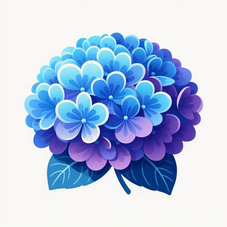 Blue hydrangea on a white background. Vector illustration.のイラスト素材