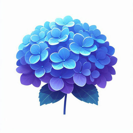 Blue hydrangea on a white background. Vector illustration.のイラスト素材