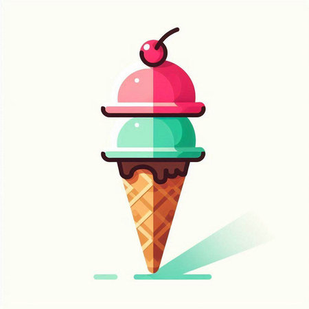 Ice cream in a waffle cone. Vector illustration in flat styleのイラスト素材