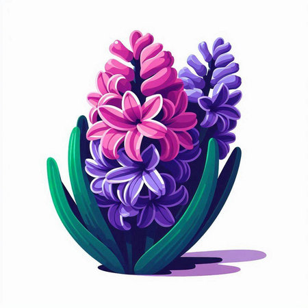 Colorful hyacinth flowers isolated on white background. Vector illustration.のイラスト素材