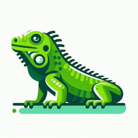 Green iguana isolated on a white background. Vector illustration, EPS 10.のイラスト素材