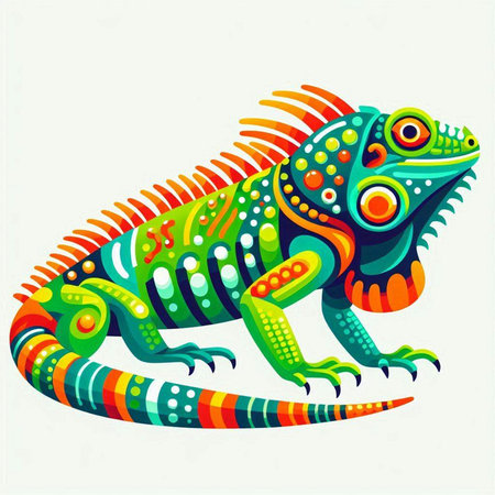 Colorful chameleon on a white background. Vector illustration.のイラスト素材