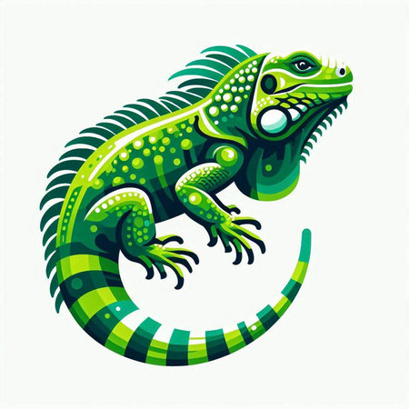 Green iguana on a white background. Vector illustration. Eps 10のイラスト素材