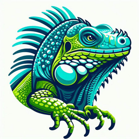 Colorful iguana on a white background. Vector Illustration.のイラスト素材