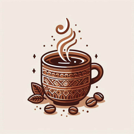 Coffee cup with steam. Vector illustration in flat style.のイラスト素材