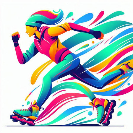 Roller skater vector illustration, isolated on a white background.のイラスト素材