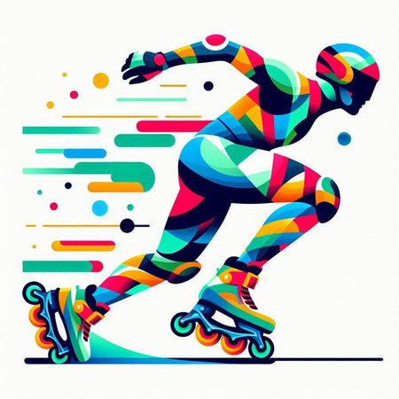 Roller skating woman. Colorful vector illustration for your design.のイラスト素材
