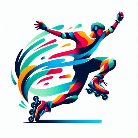 Roller skating sport vector illustration. Abstract colorful background with skates.のイラスト素材