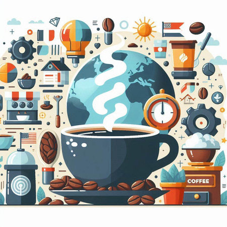 Coffee time. Vector illustration in flat design style. Coffee break concept.のイラスト素材