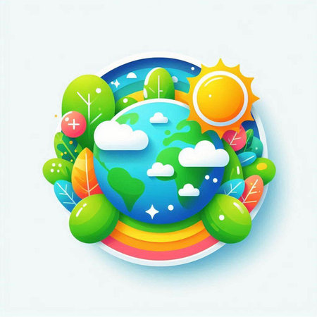 Ecology concept with planet and nature elements. Vector Illustration.のイラスト素材