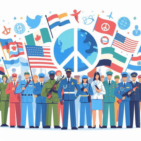 Patriotic people with flags and symbols. Vector illustration in flat styleのイラスト素材