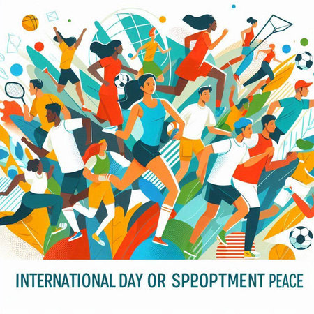 International Day of Sports. Soccer, football, basketball, soccer, rugby, basketball, volleyball, tennis, tennis, tennis.のイラスト素材