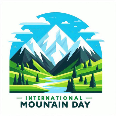 International Mountain Day Vector Illustration. Suitable for greeting card, poster and banner.のイラスト素材