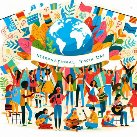 World music day poster with people and musical instruments. Vector illustration.のイラスト素材
