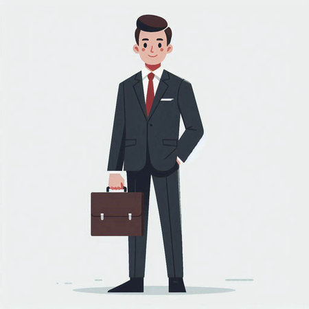 Businessman with briefcase. Vector illustration in a flat style.のイラスト素材