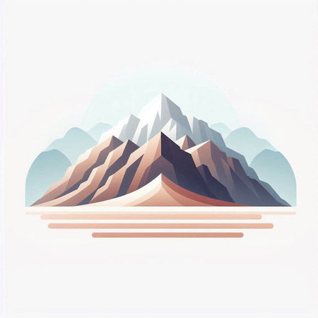 Illustration of a mountain landscape in the style of watercolor.のイラスト素材