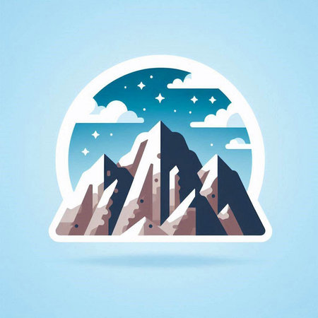 Mountains icon on blue background. Vector illustration. Eps 10.のイラスト素材