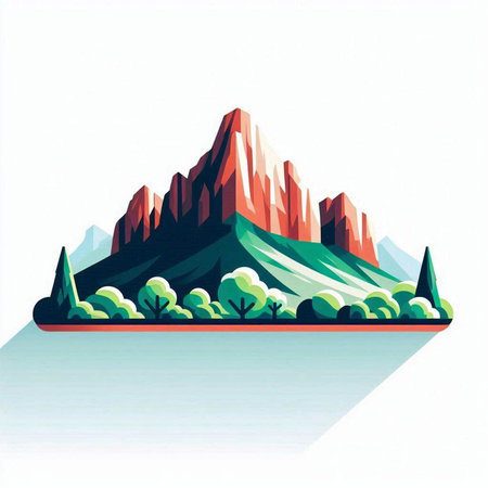 Mountains in the forest on a white background. Vector illustration.のイラスト素材