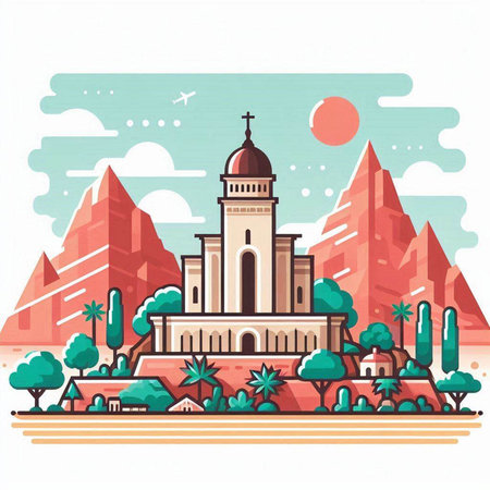 Church of St. Francis of Assisi in Egypt. Vector illustrationのイラスト素材