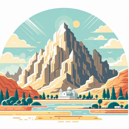 Landscape of the Great Wall of China. Vector illustration in flat styleのイラスト素材