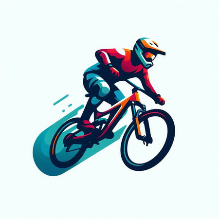 Cyclist in helmet riding a bicycle, extreme sport vector illustrationのイラスト素材