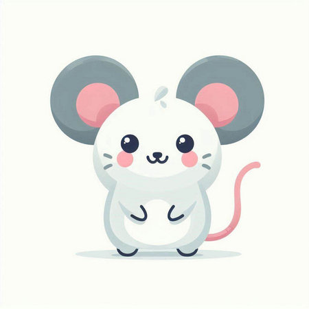 Cute cartoon mouse character. Vector illustration of a cute mouse.のイラスト素材