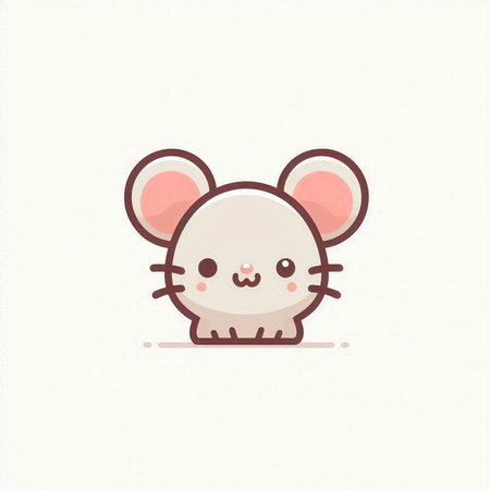 Cute cartoon mouse. Vector illustration. Isolated on white background.のイラスト素材