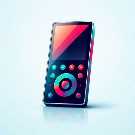Vector illustration of a smart phone with media player on the screen.のイラスト素材