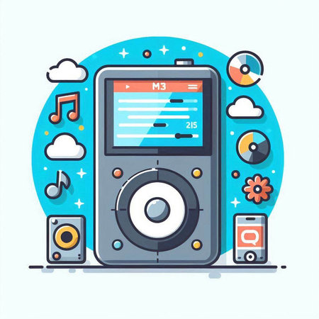 Music player. Flat style vector illustration for web and mobile design.のイラスト素材
