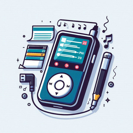 Mobile music player. Vector illustration of a smartphone with music player.のイラスト素材