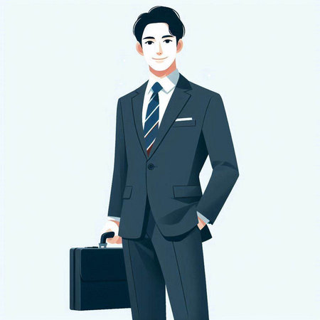 Businessman in suit with briefcase. Vector illustration. Eps 10.のイラスト素材