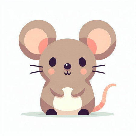 Cute cartoon mouse isolated on a white background. Vector illustration.のイラスト素材