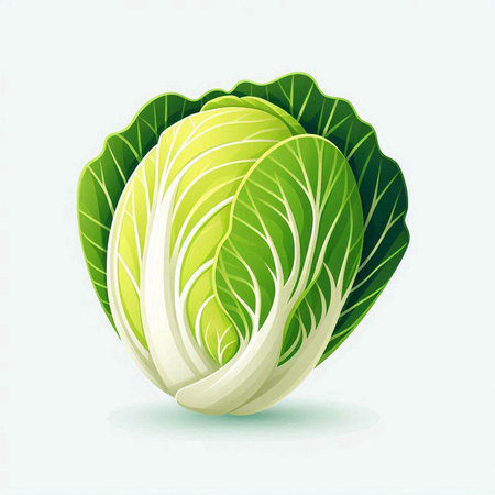 Illustration of a fresh green chinese cabbage on a white backgroundのイラスト素材