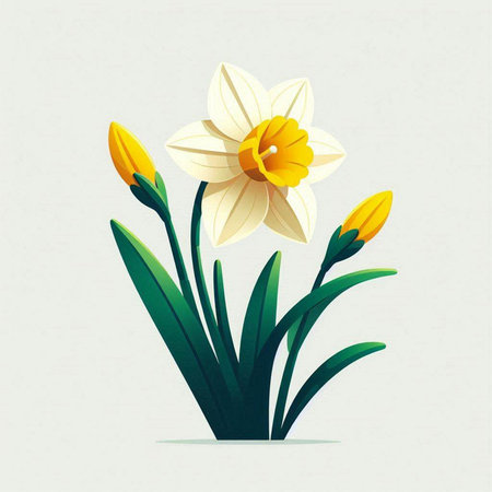 Narcissus flower on a white background. Vector illustration.のイラスト素材