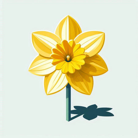 Illustration of a yellow daffodil flower with a bowのイラスト素材