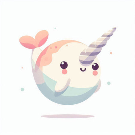 Cute kawaii cartoon planet with unicorn horn. Vector illustration.のイラスト素材