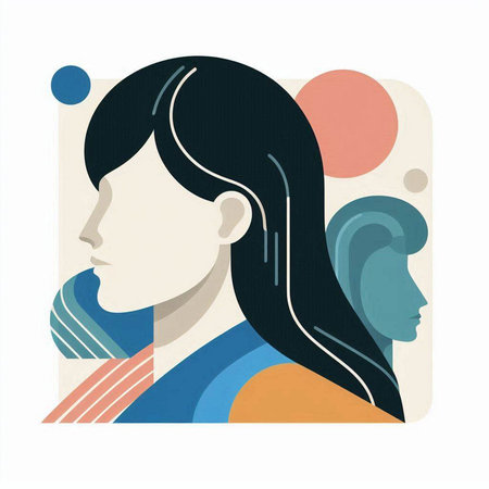 Vector illustration of a woman's face. Portrait of a beautiful woman.のイラスト素材