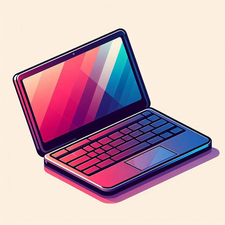 Laptop on a light background. Illustration in retro style.のイラスト素材