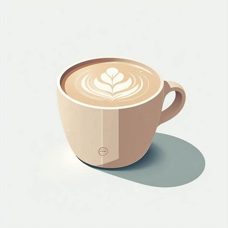 Coffee cup with latte art. Vector illustration in retro styleのイラスト素材