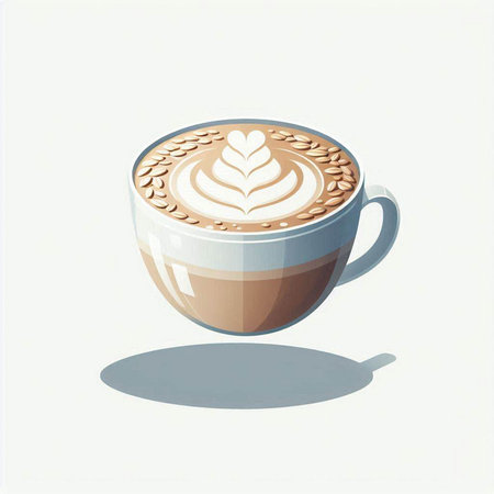 Coffee cup with latte art on the white background.のイラスト素材