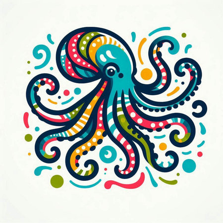 Octopus. Hand drawn vector illustration in doodle style.のイラスト素材