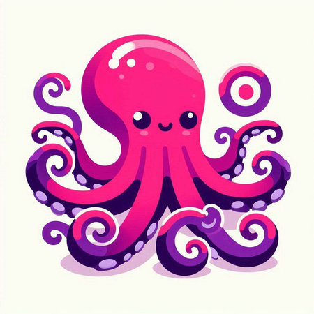 Cute cartoon octopus. Vector illustration. Isolated on white background.のイラスト素材