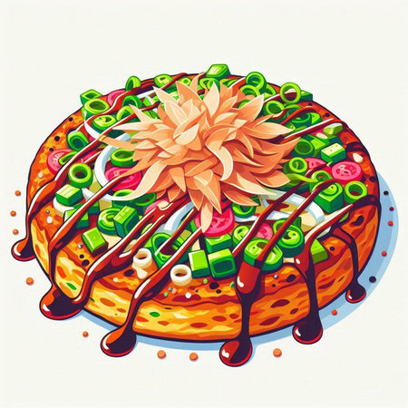 Illustration of a colorful donut with a dahlia flowerのイラスト素材