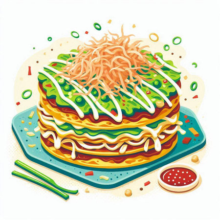 Illustration of a layered layered layered layered zucchini cake.のイラスト素材
