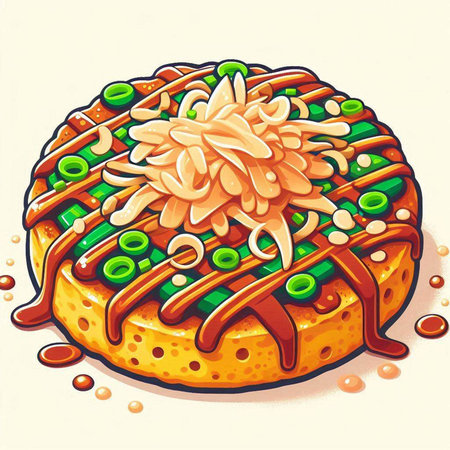 Illustration of a donut with a lot of different toppingsのイラスト素材