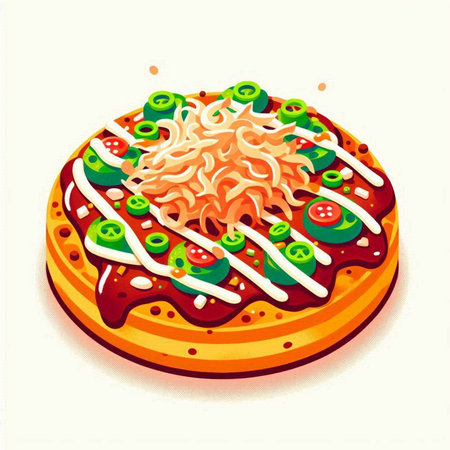 Illustration of pizza on a white background. Vector illustration. Eps 10のイラスト素材