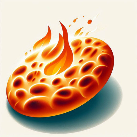 Flaming ball with fire on a white background. Vector illustration.のイラスト素材
