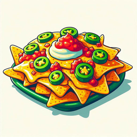 Illustration of nachos with salsa and guacamoleのイラスト素材