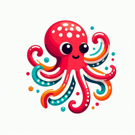Cute cartoon octopus isolated on white background. Vector illustration.のイラスト素材